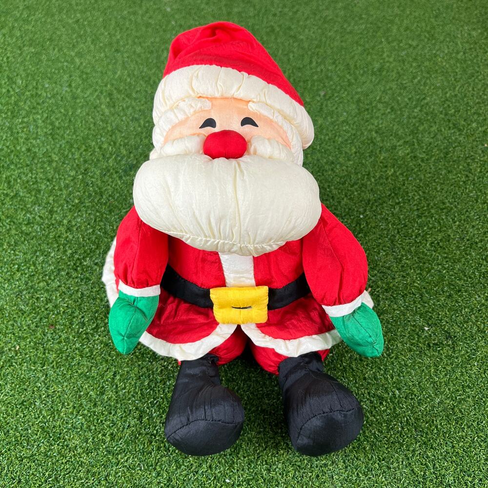 Vintage Hallmark Puffy Nylon Santa Claus Plush Toy 13"